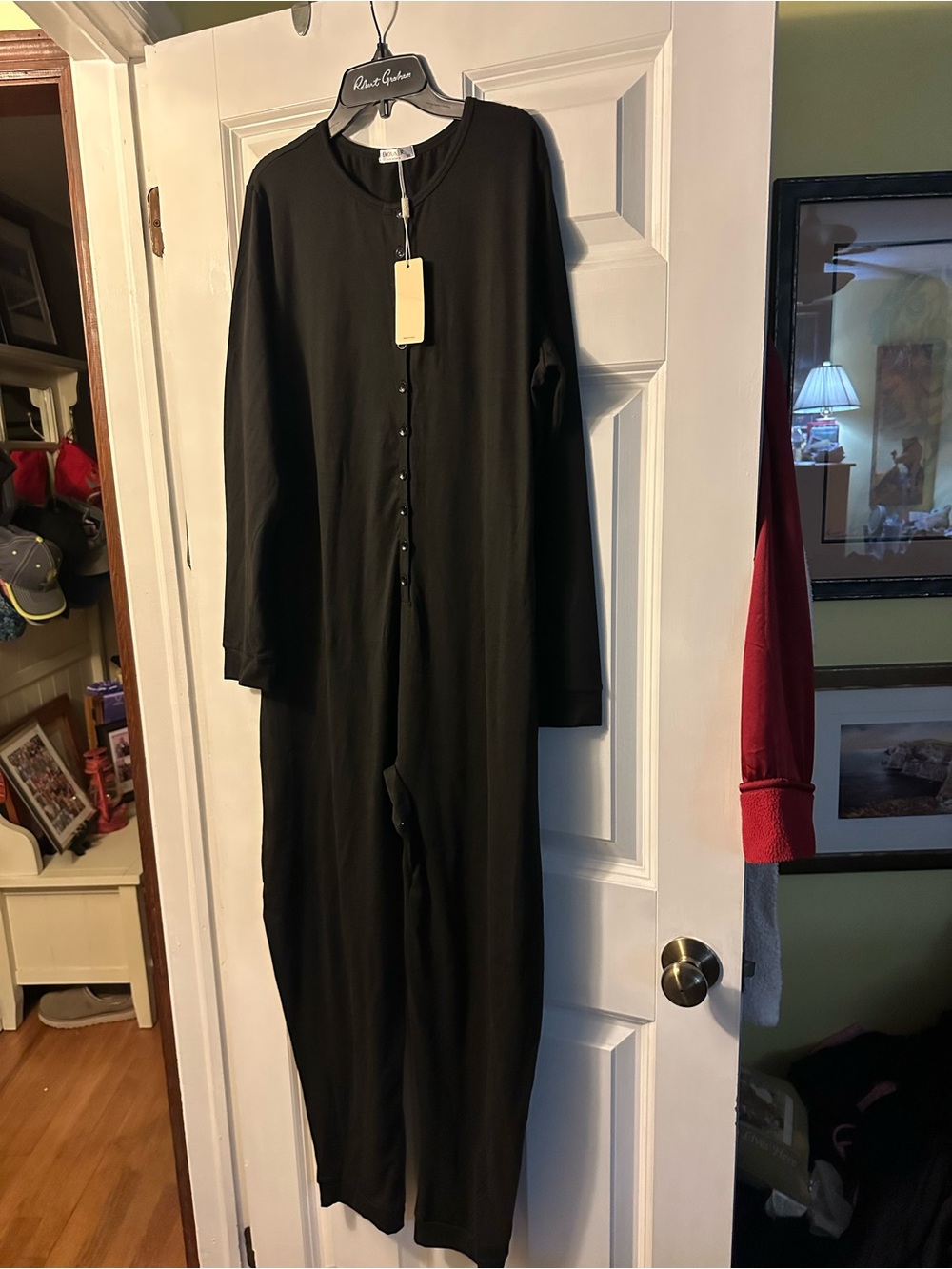 Women’s Black Button-Front Jumpsuit pajamas / casual wear